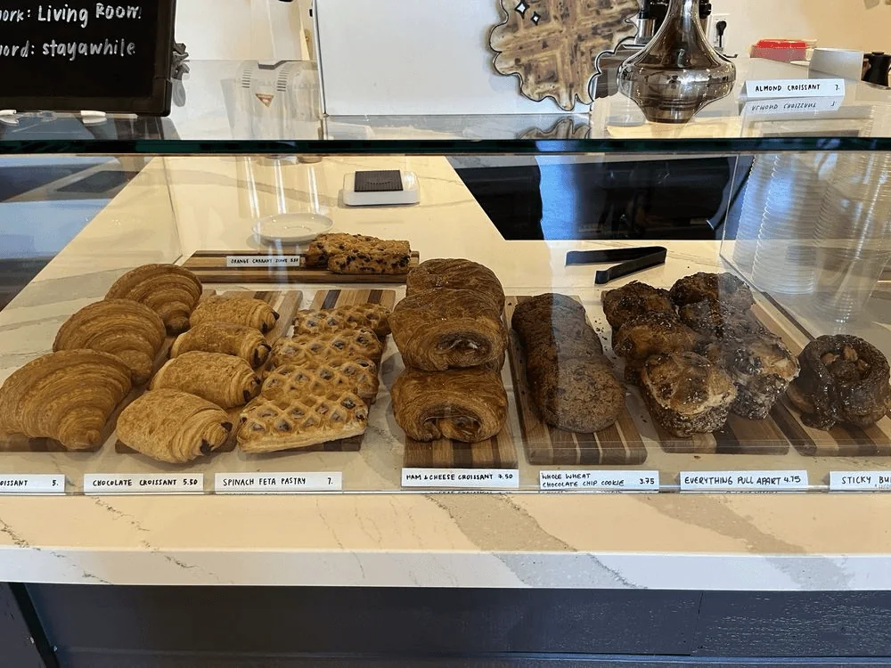 Display case of fresh pastries