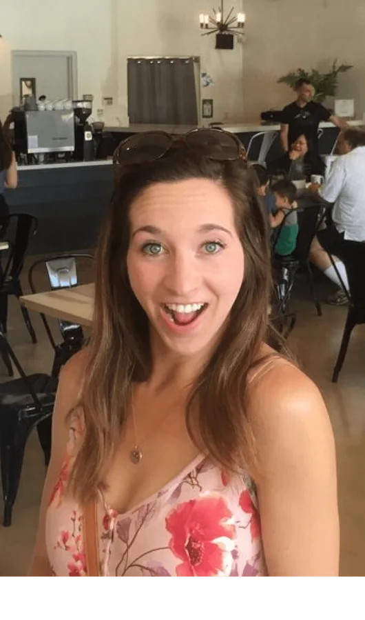A happy guest inside the cafe