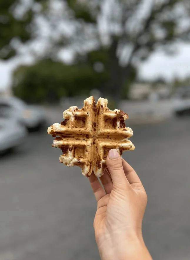 A waffle held up in the parking lot