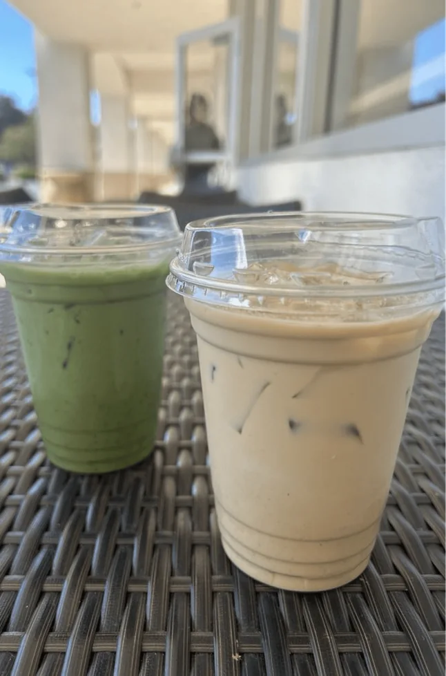 Iced matcha and iced latte